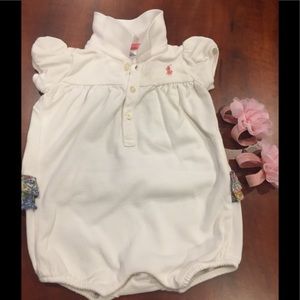 RALPH LAUREN ROMPER W/HANDMADE FOOTLESS SANDALS 3M